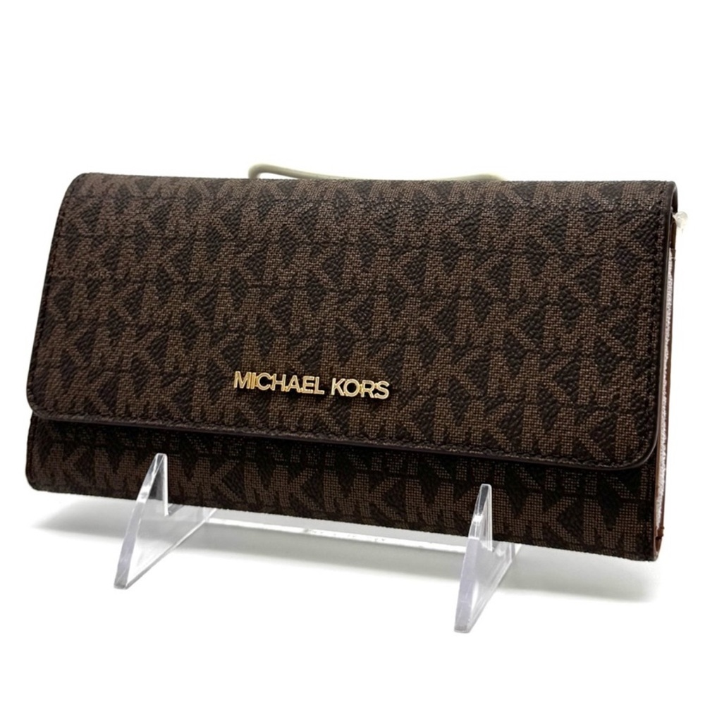Michael Kors Large Trifold Wallet Brown Signature